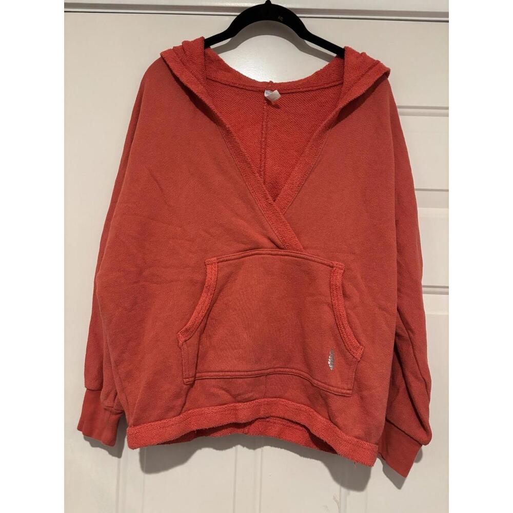 Women's Free People sz‎ S oversized cozy boho burnt orange new hoodie #1277
